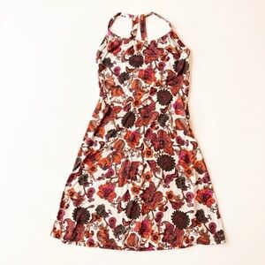 PrAna Psychedelic Floral Racerback Dress Boho Festival A-Line Retro Print, M
